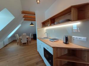 Kuchyň nebo kuchyňský kout v ubytování Apartmány Malý mnich
