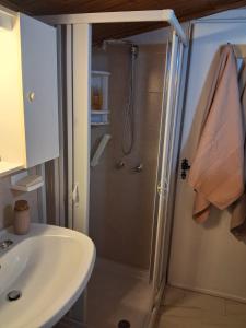 a bathroom with a shower and a sink at LA BAITA di Ornaro Alto Rieti - oasi di pace tra Roma e Terminillo in Ornaro +42 photos