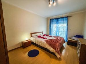 Un dormitorio con una cama y una ventana en Family holiday home new beds, en Bragança