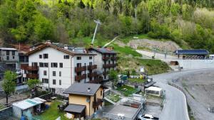 an aerial view of a village with a train station at Colere Ski e Trekking 714 e 715 in Colere