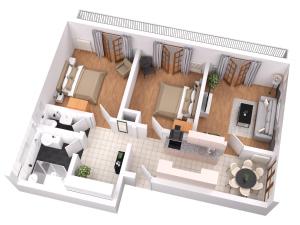 En eller flere senge i et værelse på Grand Apartment mit Titisee-Blick - Villa Hubertus