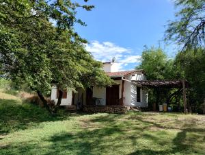 El CantaderoCabaña Duraznillo的院子里有一棵树的白色房子