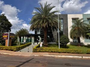 a palm tree in front of a building at Flat Sudoeste Vienna by CentoEdez in Brasilia