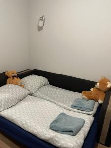 Ένα ή περισσότερα κρεβάτια σε δωμάτιο στο Apartament LAURA z ogródkiem