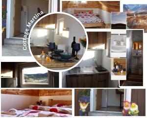 een collage van foto's van een keuken en een slaapkamer bij Cottage Martina in Žabljak