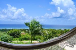 a hammock with a view of the ocean at Villa Ayamé in Grand-Bourg
