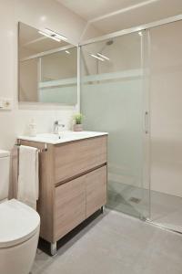 a bathroom with a toilet and a sink and a shower at EARRA - Amalur - 8 min de la playa, 5 min centro in Zarautz