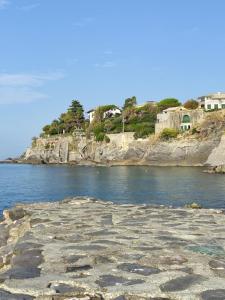 a view of a body of water with houses at Casa Nice - centro Bogliasco in Bogliasco