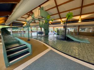 a water park with a slide in a building at Bluebell Lodge, Dog Friendly in South Cerney