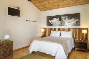 オウロ・プレットにあるSuíte Ad`vinhoの大きなベッドとテレビのある寝室 +14枚の写真