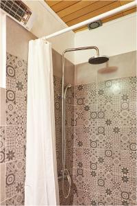 una ducha con cortina de ducha en un baño en Ana Guesthouse, en Senta 176 fotos más
