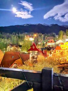 a view of a town with houses and buildings at Vila Ferdinand Apartments in Sinaia
