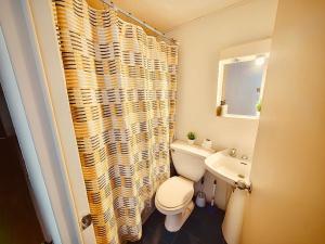 サンティアゴにあるVista al Costaneraのトイレと洗面台付きのバスルーム +8枚の写真