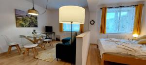 Postel nebo postele na pokoji v ubytování Atom apartment