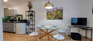 Kuchyň nebo kuchyňský kout v ubytování Atom apartment
