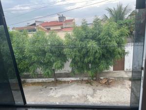 una ventana con vistas a un árbol en Ap martins, en Sobral