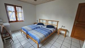 een slaapkamer met twee bedden en een raam bij Chez Fretz in Ribeauvillé +20 foto's