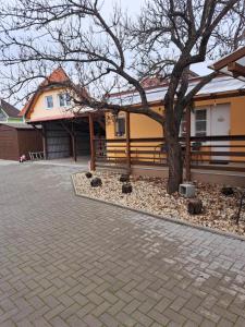 a house with a tree in front of it at Nagymackó Kuckója in Keszthely