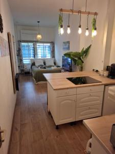 kuchnia i salon z kanapą w obiekcie Studio La Casa De Planel Gare Saint Roch w Montpellier