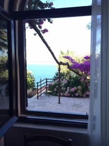 una finestra con vista sull'oceano da una casa di Apartment Hortenzija a Baška Voda