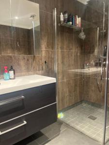 Ένα μπάνιο στο Apartment in the middle of Lofoten with a bakery next door