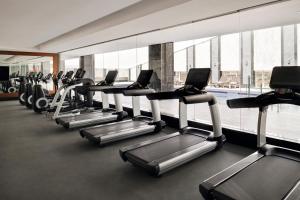 a row of treadmills in a gym at Radisson Blu Hotel and Convention Center, Riyadh Minhal in Riyadh