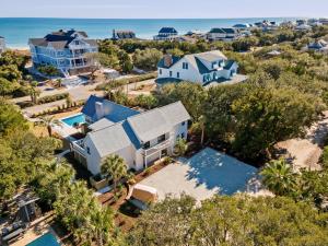 an aerial view of a house with a swimming pool at High Seas in DeBordieu Colony home by Peace Vacations in Georgetown