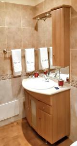 un bagno con lavandino e specchio di Charming Villa in Igreja Nova do Sobral with Private Pool a Sobral