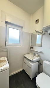 a bathroom with a sink and a toilet and a window at Le petit Verdier Mosellan - Thionville - 2P in Thionville