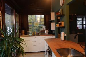 a kitchen with a sink and a counter top at Tilli's Haus in Bömighausen