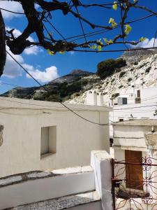 a view of a building with a mountain in the background at Beliotis' House in Apérathos +13 photos