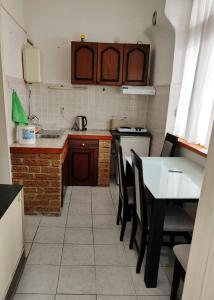 ソンボルにあるApartman Opačić 2のキッチン(テーブル、椅子、シンク付)