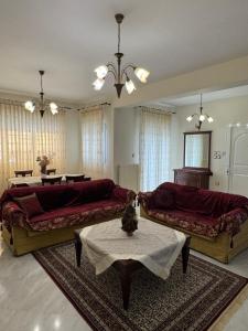 a large living room with two couches and a table at Triangle Park Apartments A1 in Kozani