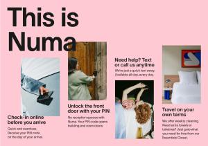 ein Flyer für ein Hotel mit einem Bild eines Zimmers in der Unterkunft Numa Vienna Terra in Wien