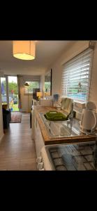 a kitchen with a sink and a counter top at Chic Chalets in Sheerness