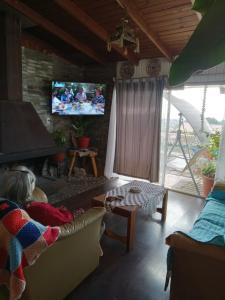 TV a/nebo společenská místnost v ubytování Cabañas Mirador de Soledad