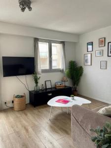 Телевизор и/или развлекательный центр в Charmant studio rénové au Coeur des Sables d'Olonne