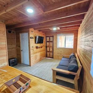 TV a/nebo společenská místnost v ubytování Cabaña Los Alerces