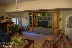 un soggiorno con un divano e una TV di Villa da Esperança a Campos do Jordão