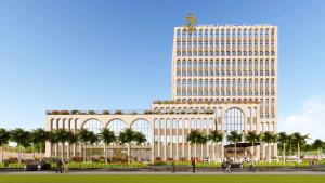 El edificio en el que está el hotel