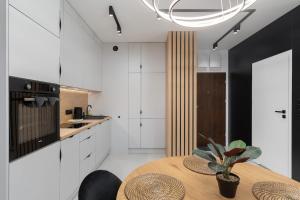 Kuchyň nebo kuchyňský kout v ubytování CITYSTAY Grabieniec Studio Łódź