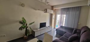 a living room with a couch and a tv at SiLICA PARADISE in Benalmádena