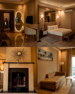 a collage of photos of a hotel room at The H Cairo Suites in Cairo