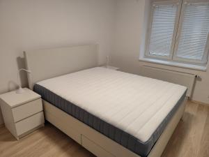 Postel nebo postele na pokoji v ubytování Byt 3 1, Zlín, Obeciny