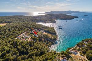 an aerial view of a small island in the water at Apartment Vesna in Milna +39 photos