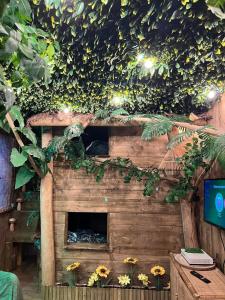 Les Chambres de Paulette à Theme LA JUNGLE ROOM外面的花园