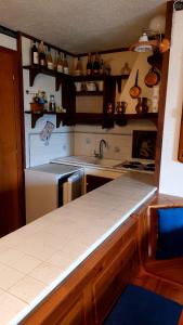 a kitchen with a sink and a counter top at Dolce Vista in Passo del Tonale