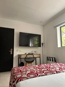 TV a/nebo společenská místnost v ubytování Hotel Merlott Lleras