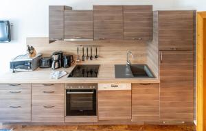 Kuchyň nebo kuchyňský kout v ubytování Attraktive Ferienwohnung Wagr,