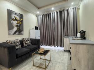 a living room with a couch and a sink at CalmeQuies Home in Pretoria